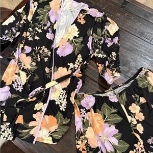 Lilac & London Floral Black and Purple Pajama Set-M